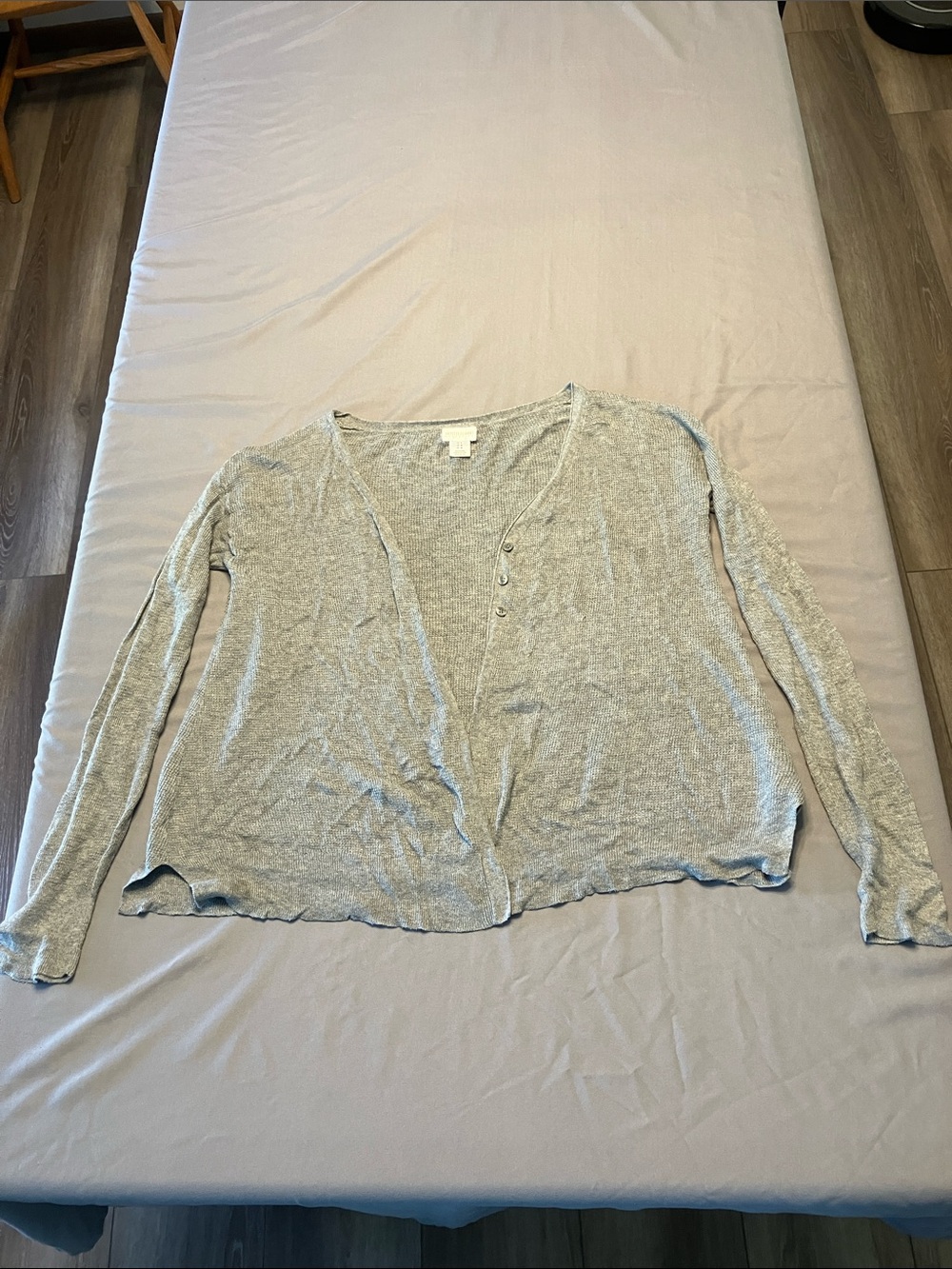 Motherhood Light Gray V-Neck Button-Front Cardigan
